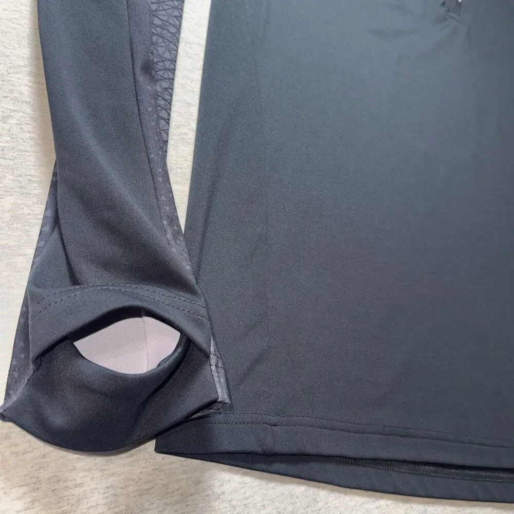 Mens Umbro 1/4 Zip Lightweight Pullover W/Thumb Holes In Sleeves Black Size Lg